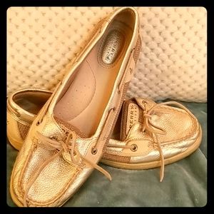 🤗Gold Leather Sperry Top-siders